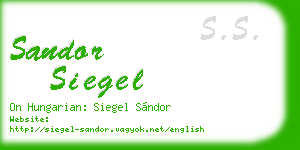 sandor siegel business card